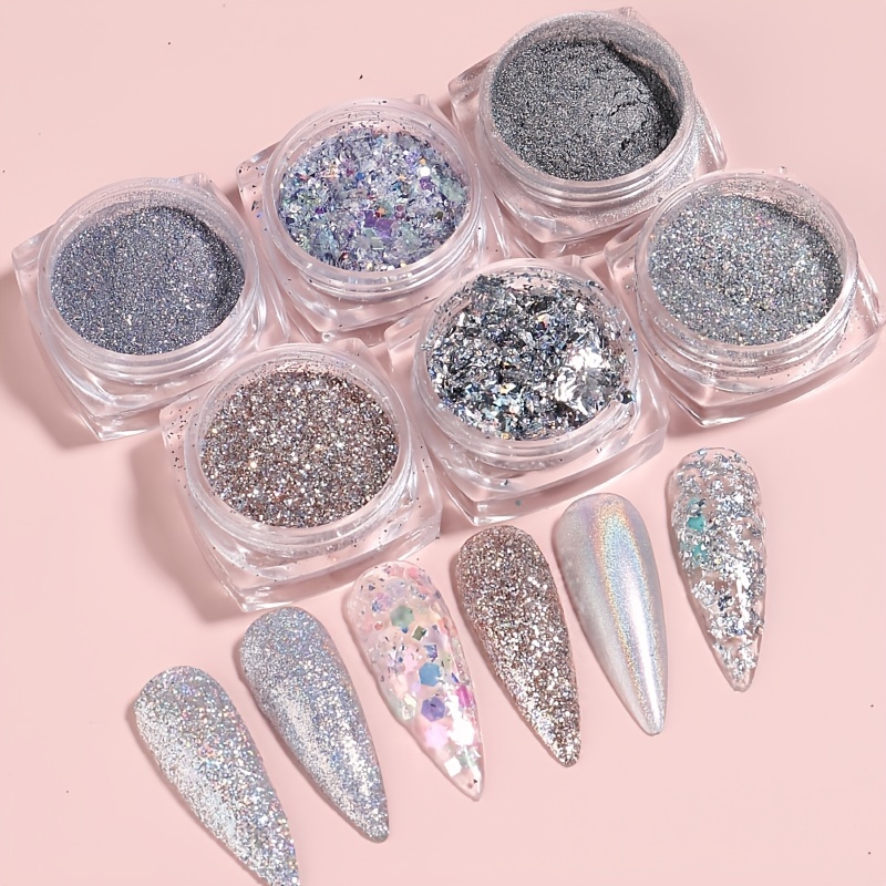 Laser Nail Glitter Sequins chunky Holographic Nail Flakes - Temu United  Arab Emirates