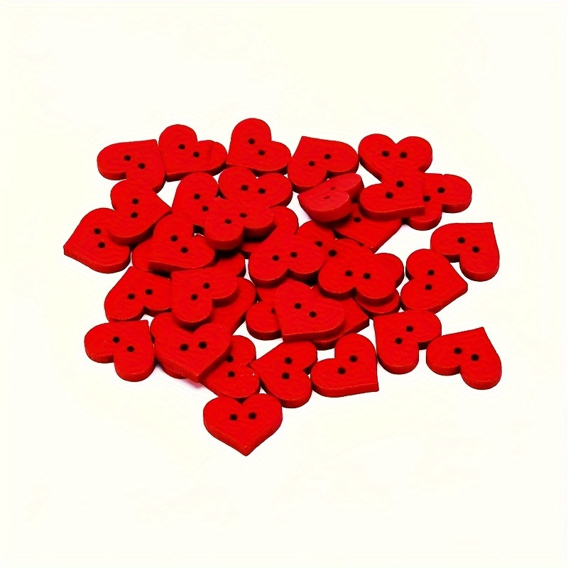 20/50/100pcs 20mm Red Wooden Heart Decorative Buttons Wedding Decorations  DIY Crafts Scrapbooking Sewing Cardmaking