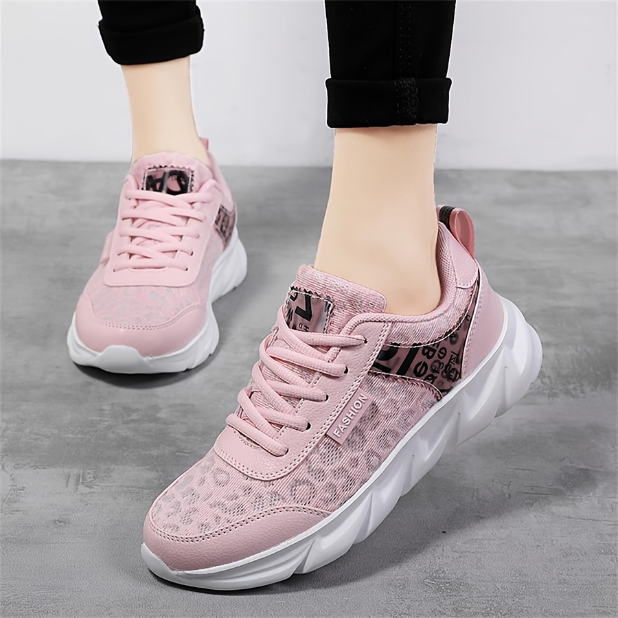 Women's Mesh Letter Printed Sports Shoes, Fashion & Breathable