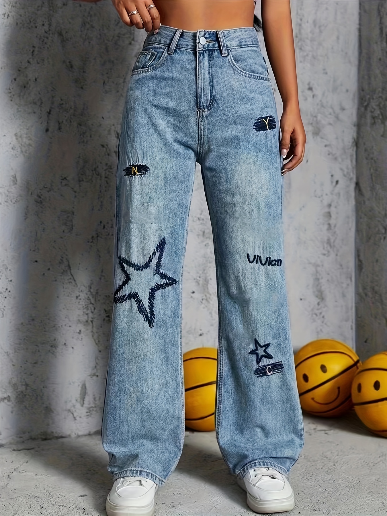 Jeans Sueltos Estrellas