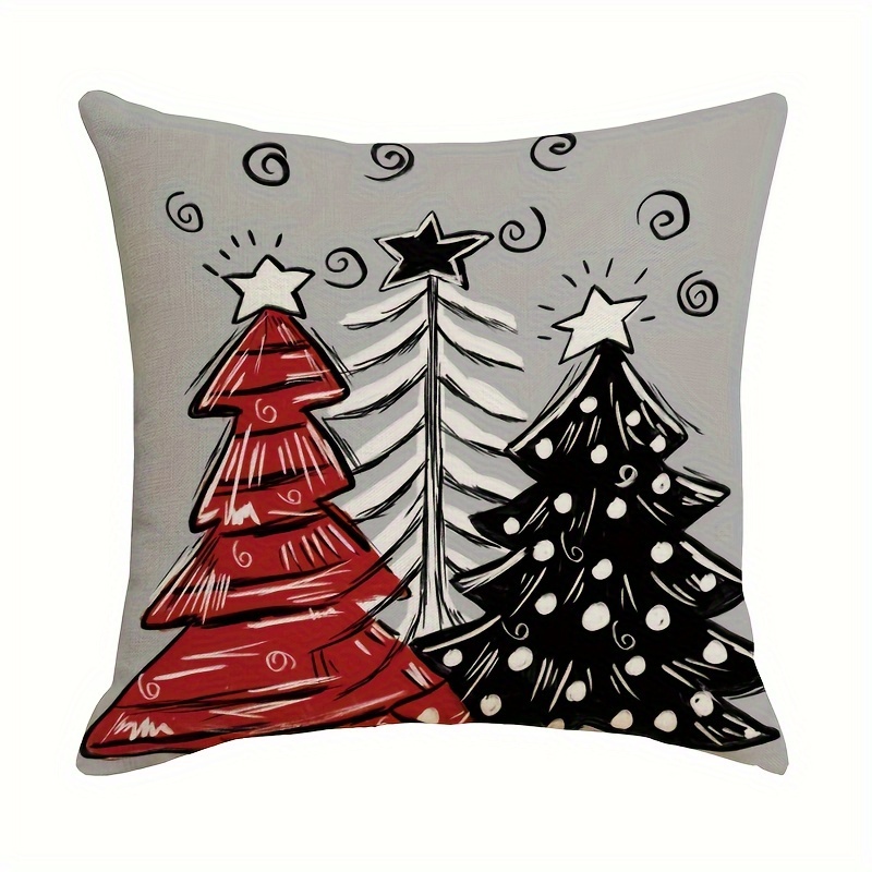 Christmas Christmas Snowman Color Lights Christmas Tree Santa Claus  Pillowcase Home Sofa Cushion Cover Linen Blend Car Cushion Cover Throw  Pillow Home Pillow Insert Not Included - Temu