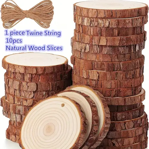 Wood Large Round Wood Circles With Tree Bark - Temu