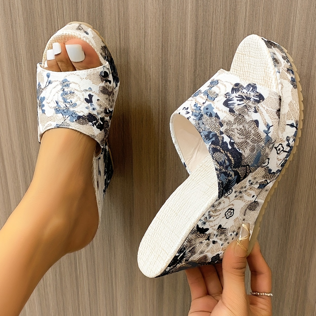 New Look floral print platform wedge peep toes > Shoeperwoman