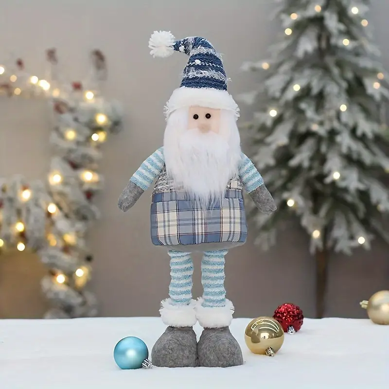 1pc Telescopic Leg Christmas Doll Ornaments Santa Claus Snowman Deer Christmas Tree Under The Decorative Props Tree Skirt Decorated With Plush Toys New Year Gift Window Fireplace Desktop Decorative Doll details 5
