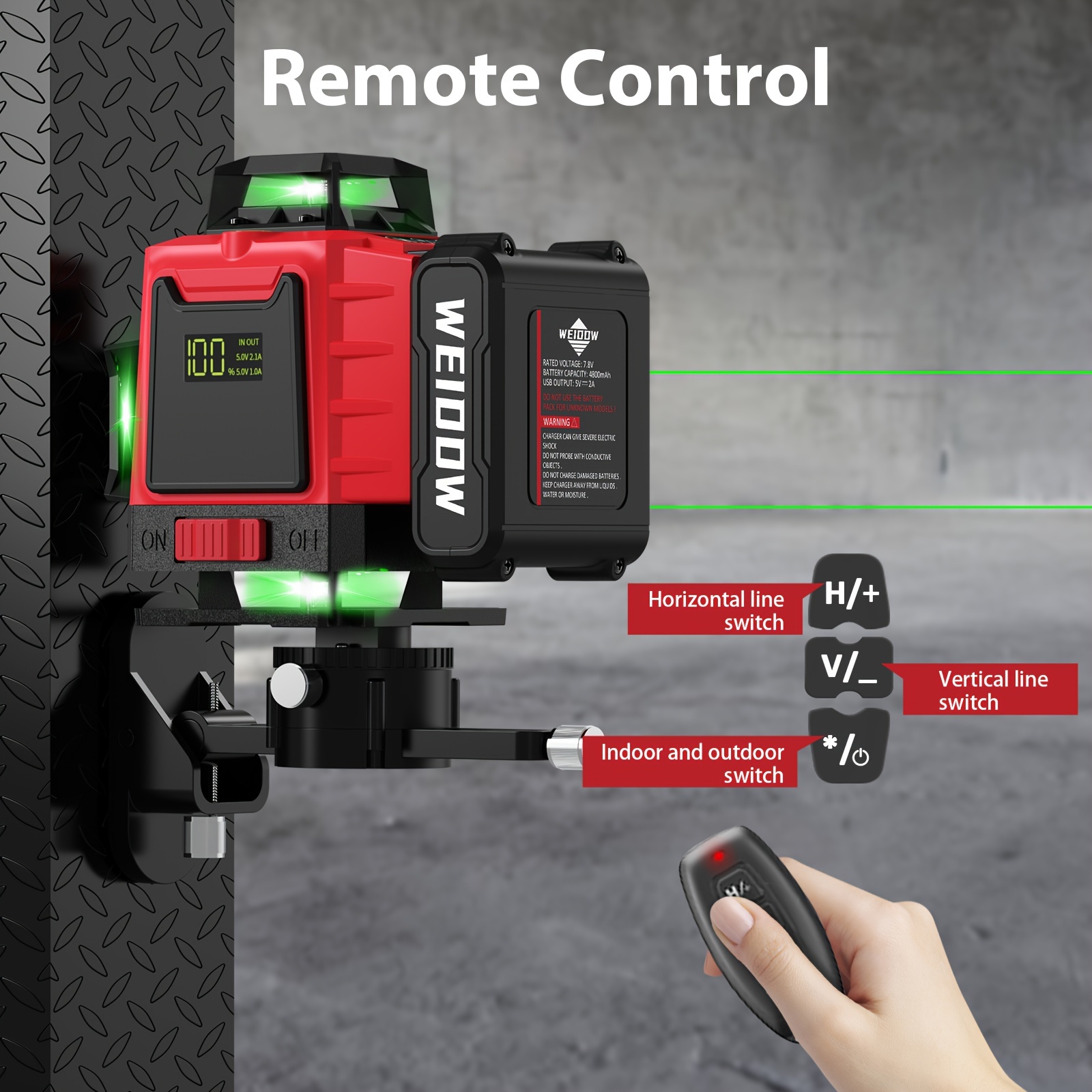 

1 Set Weiddw 16 Lines Laser Level, 360 Self Leveling Tool, Accurate, Green Versatile Laser Level For Precise Measurements, Ideal For Construction Eid Al-adha