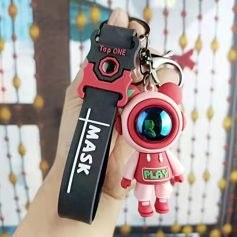 Original Creative Cool Lightning Bear astronaut Keychain Female Car Doll  Key Chain Wrist Rope Keyring Bag Charm Accessories Gift