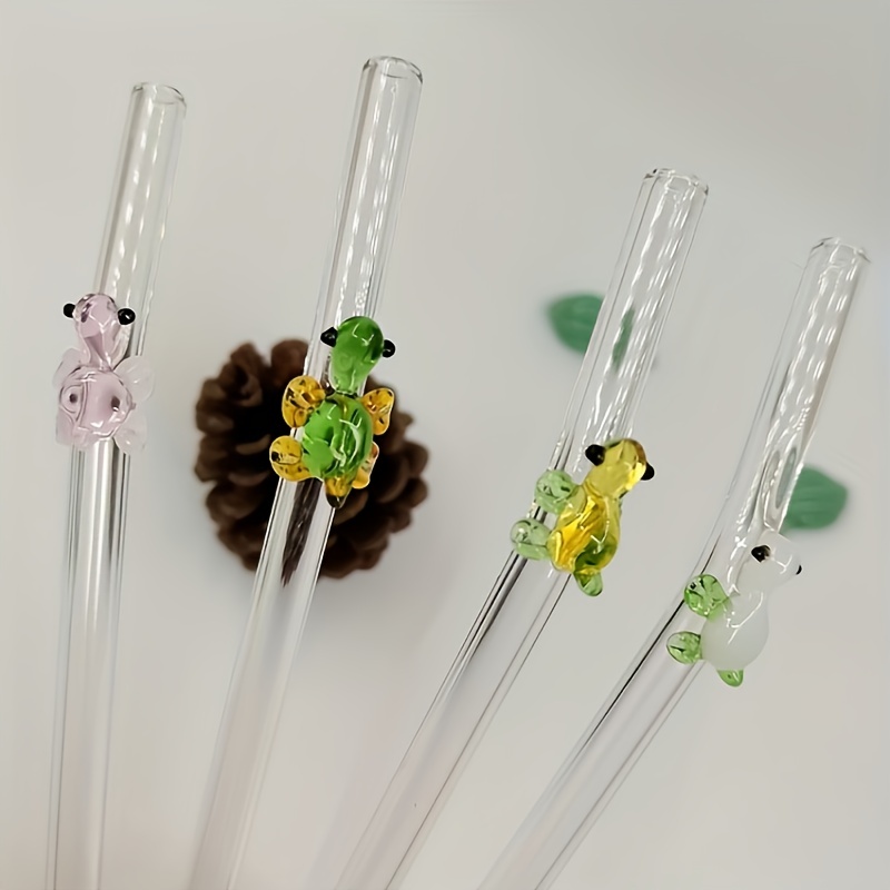 Glass Rabbit Glass Straws Transparent Straight Bend Straws Cute