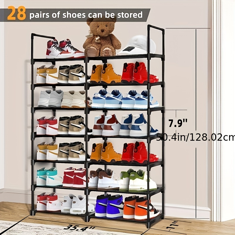 4 Row 8 Tier Shoes Rack Organizer For Shoes And Boots Metal - Temu