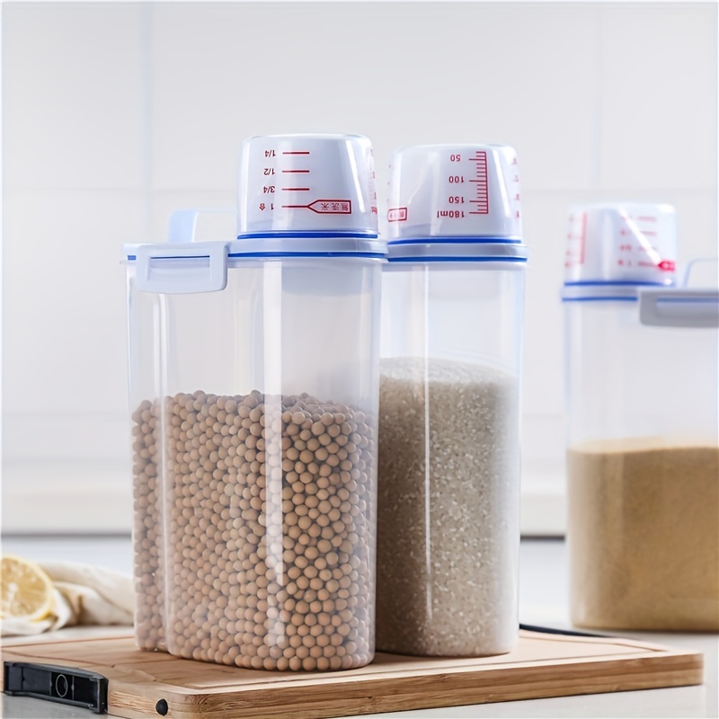 1pc Japanese-style Plastic Cereal Container With Measuring Cup