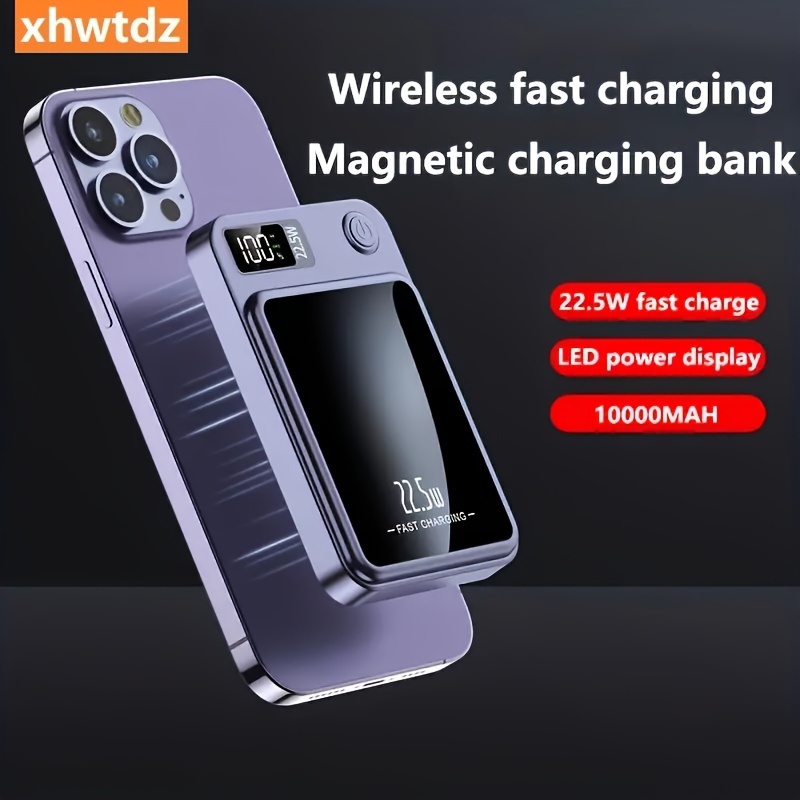 

10000mah Mobile Charging Treasure, 22.5w/ Pd20w Super Fast Charging, Magnetic Suction Wireless Charging Treasure, Portable Mobile Phone Charging Treasure For Android/ Devices (usb, Type-c), Display