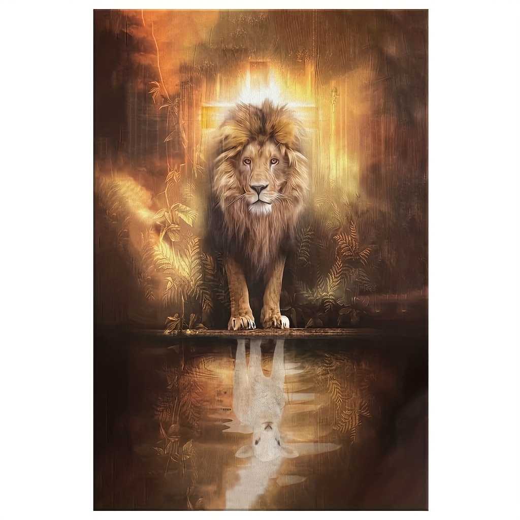 Lion And Lamb Canvas Wall Art, Lion And Lamb Painting No Frame Christian  Jesus Room Decor Temu