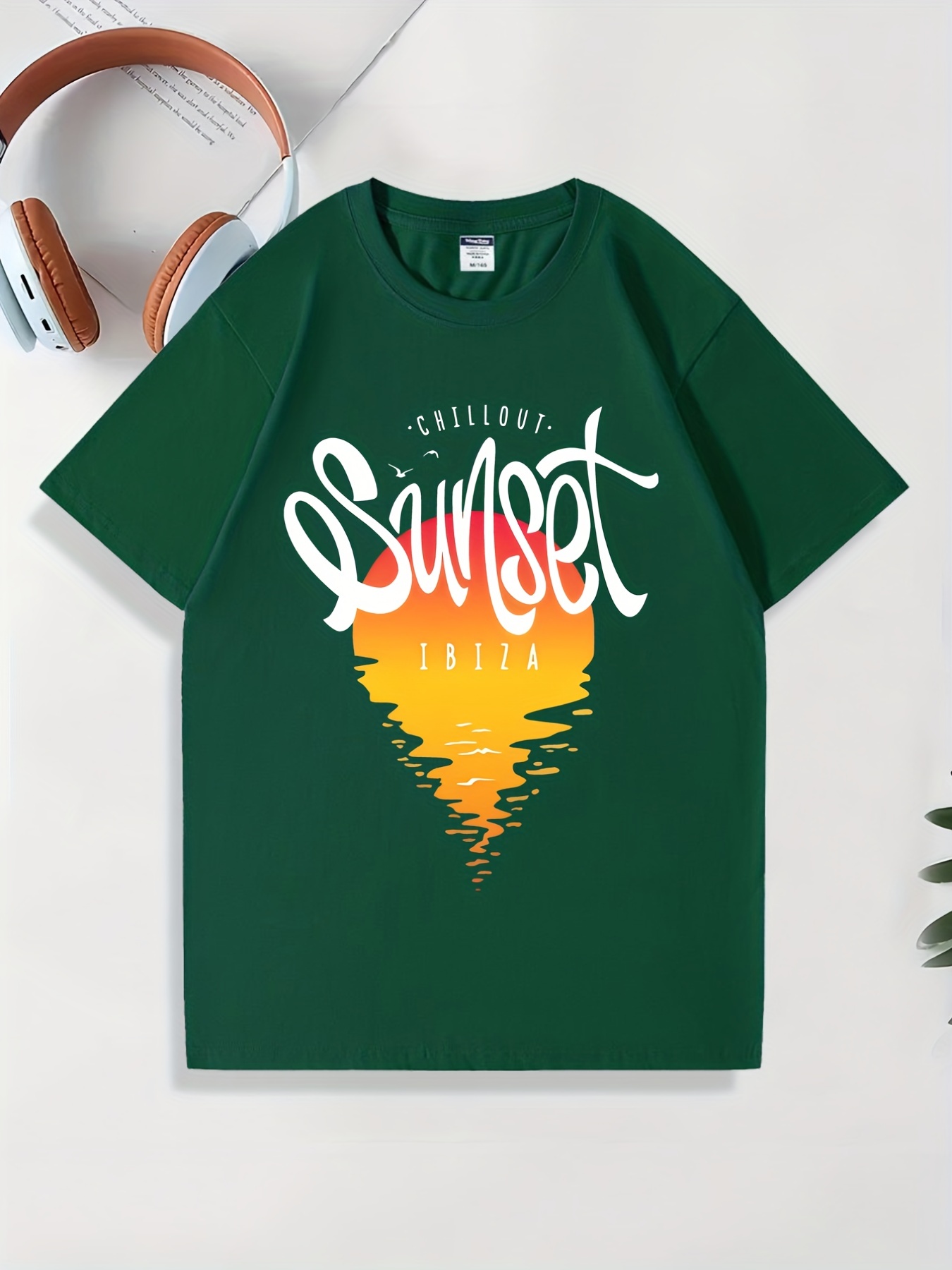 Chillout Sunset Print Mens Trendy Cotton T Shirt Casual Slightly
