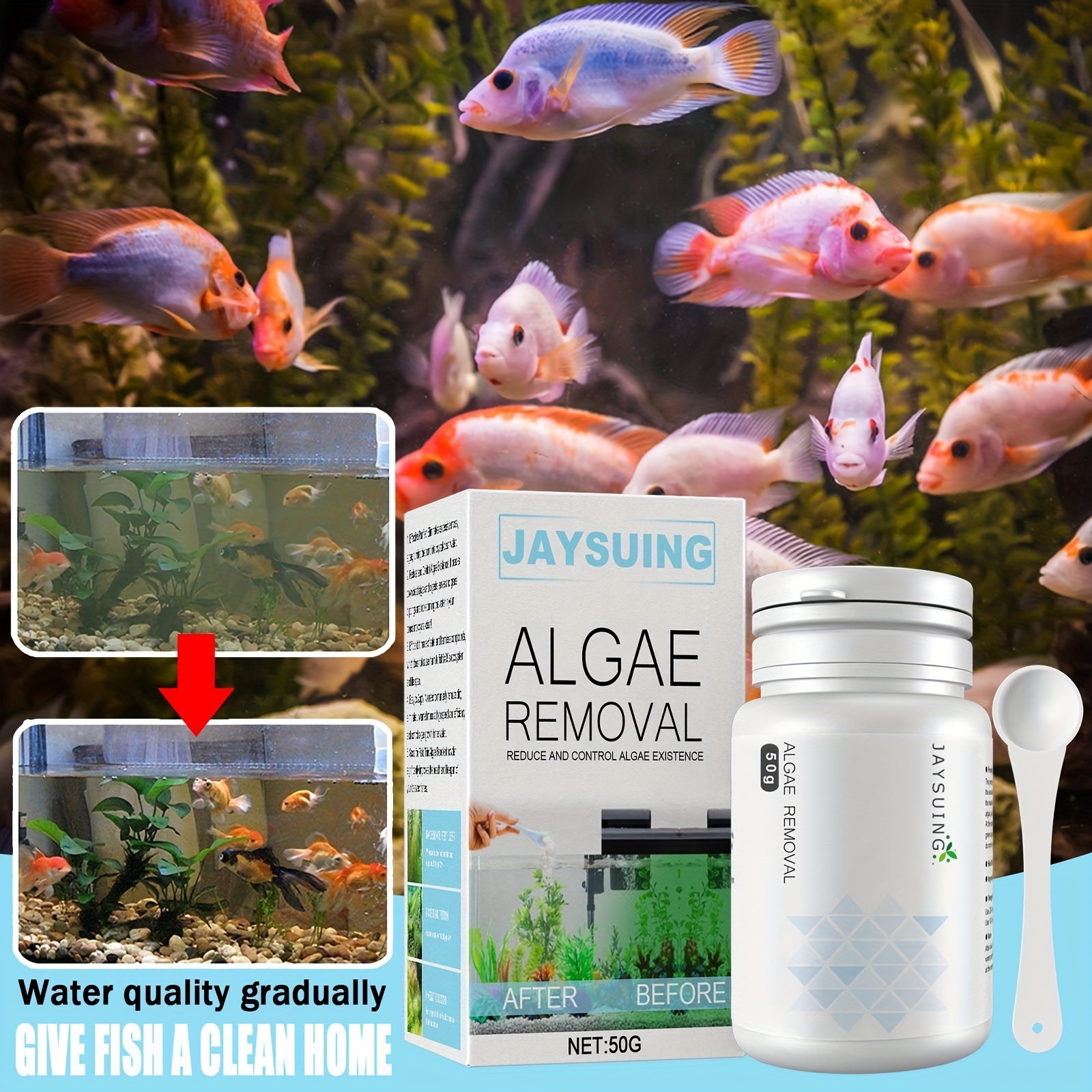 Greenjoy Fish Tank Cleaner Aquarium Cleaning Tools Kit Fish Net Siphon Gravel Cleaner Water Exchange Tools Brush Algae Fish Nets Aquarium Vacuum