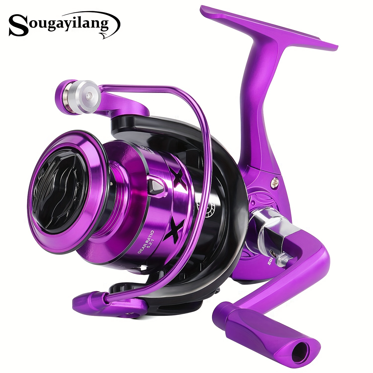 Sougayilang Stainless Steel Spinning Reel With Foldable EVA Handle, 5.2:1  Gear Ratio Fishing Reel With 20lb/9kg Max Drag, Fishing Tackle For Bass Catf