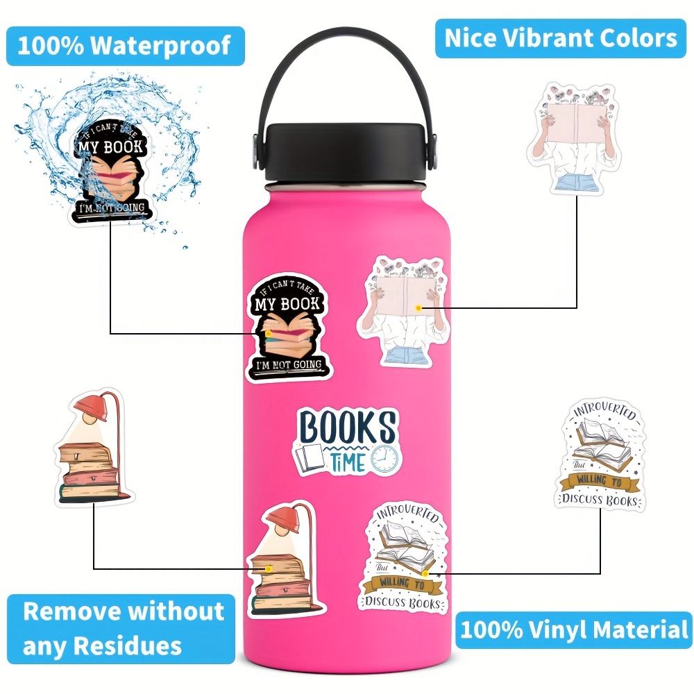 100Pcs Stickers for Kindle, Cute Bookish Kindle Stickers for Water Bottles  Laptops, Vinyl Vsco Waterproof Aesthetic Stickers for Kindle Accessories