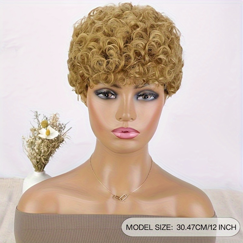 A blonde curly outlet wig