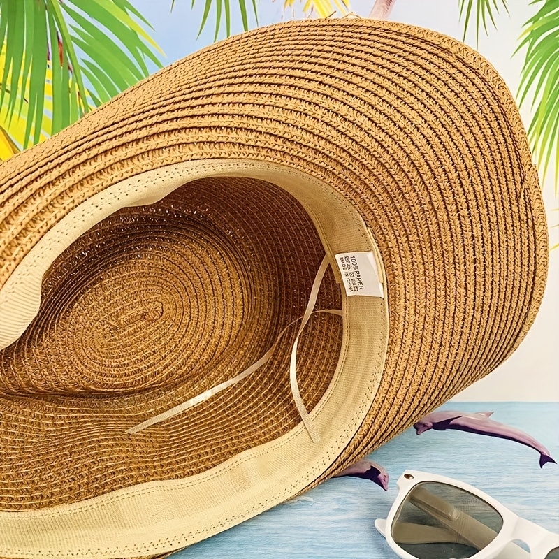 Cattle Head Decor Straw Hat Sunshade for Travel Seaside Unisex
