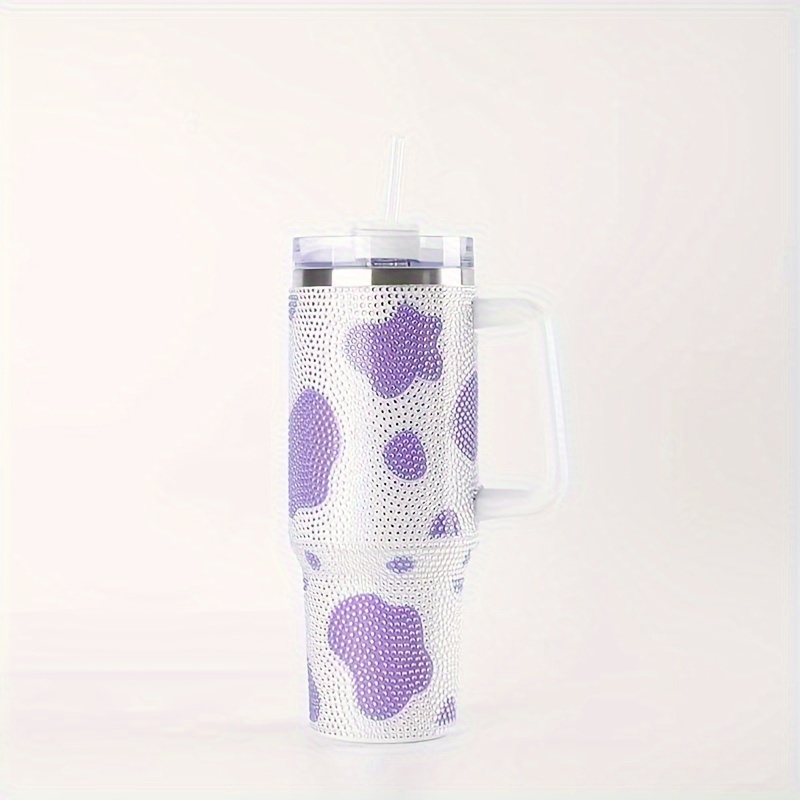 Cow Print Studded Tumbler With Lid And Straw, Stainless Steel Thermal Water  Bottle With Handle, Portable Drinking Cups, For Car, Home, Office, Summer  Drinkware, Travel Accessories, Birthday Gifts - Temu