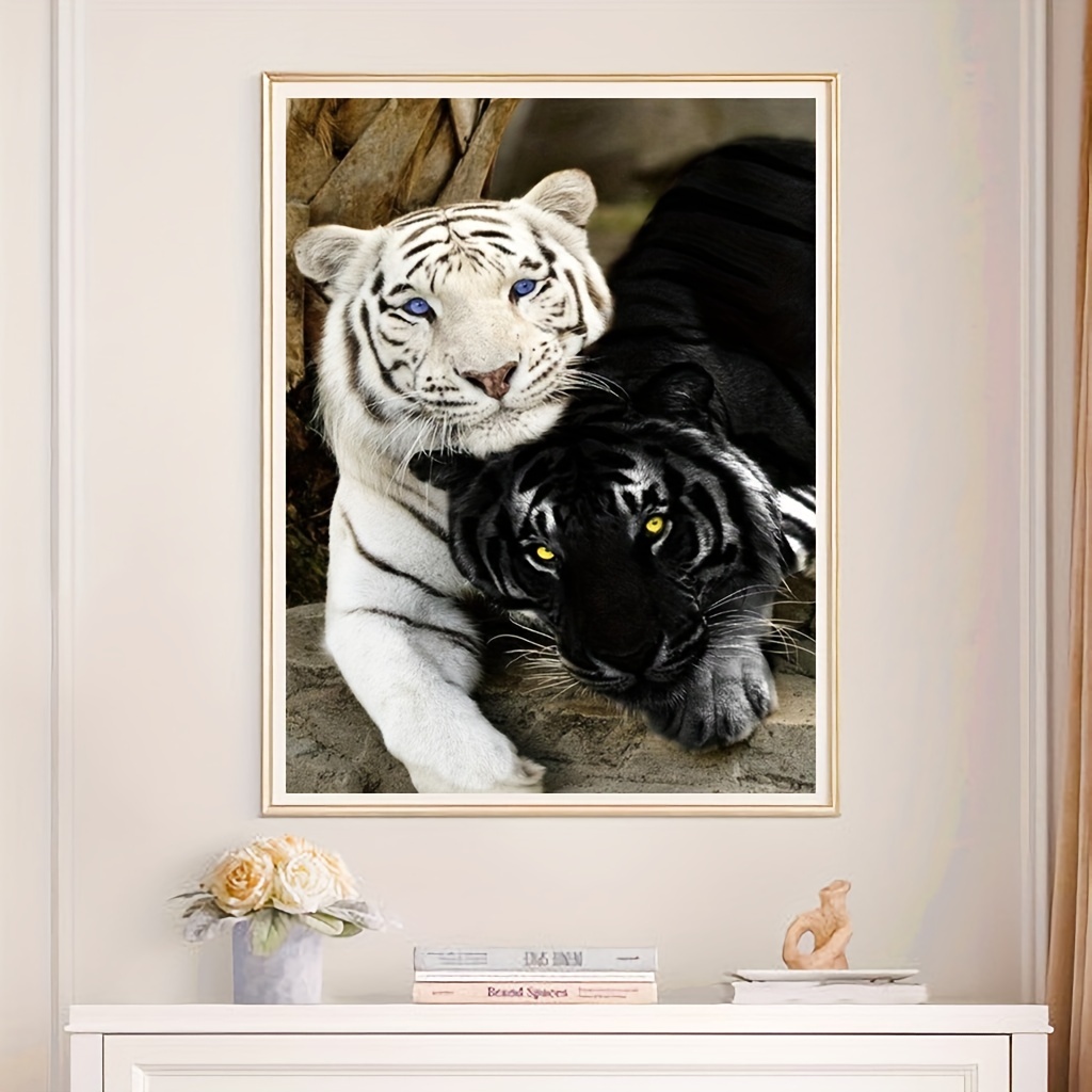 5d Diy Artificial Diamond Painting Tiger Diamond Painting For Living Room  Bedroom Decoration - Temu Japan