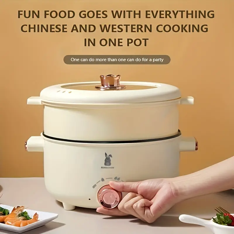 Large Capacity Household Dual-ear Electric Steaming Cooking Pot,  Multi-functional Dormitory Integrated Household Non-stick Pot Electric Hot  Pot - Temu