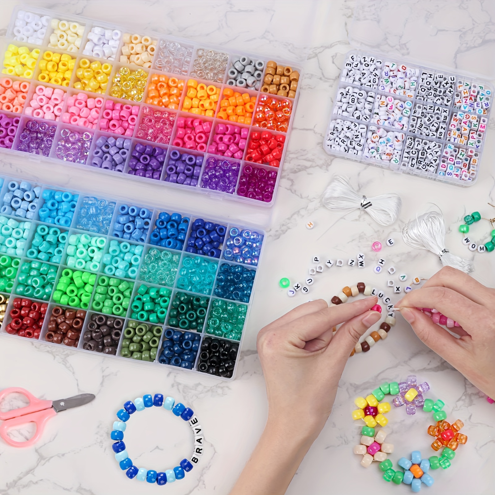  Vytung 1600pcs Letter Beads Alphabet Beads Pony Beads Bracelets  Jewelry Making Crafting Beads Kit Set Rainbow Beads Box