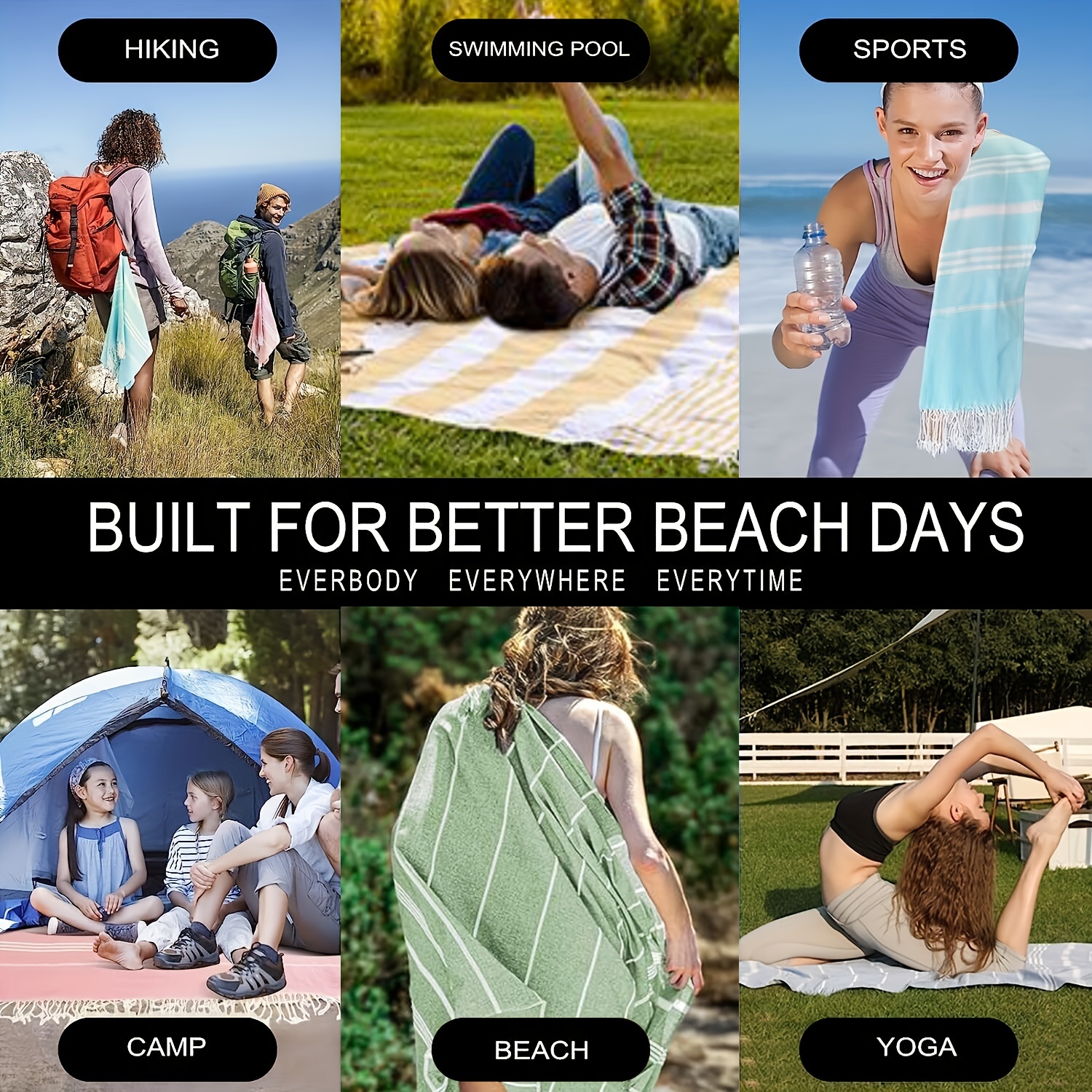 Oversized Beach Towel Sandproof Quick Dry Travel Outdoor Pool Essentials