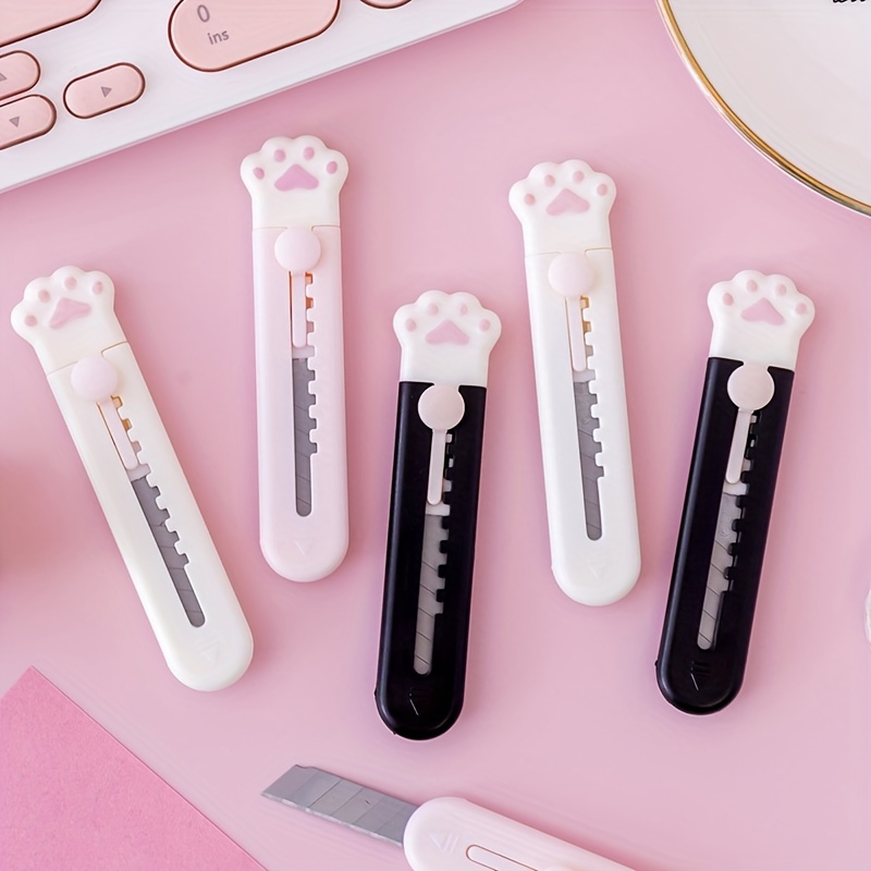 Mini Box Cutter Cartoon Cute Girly Pink Cat Paw Clouds Cutter