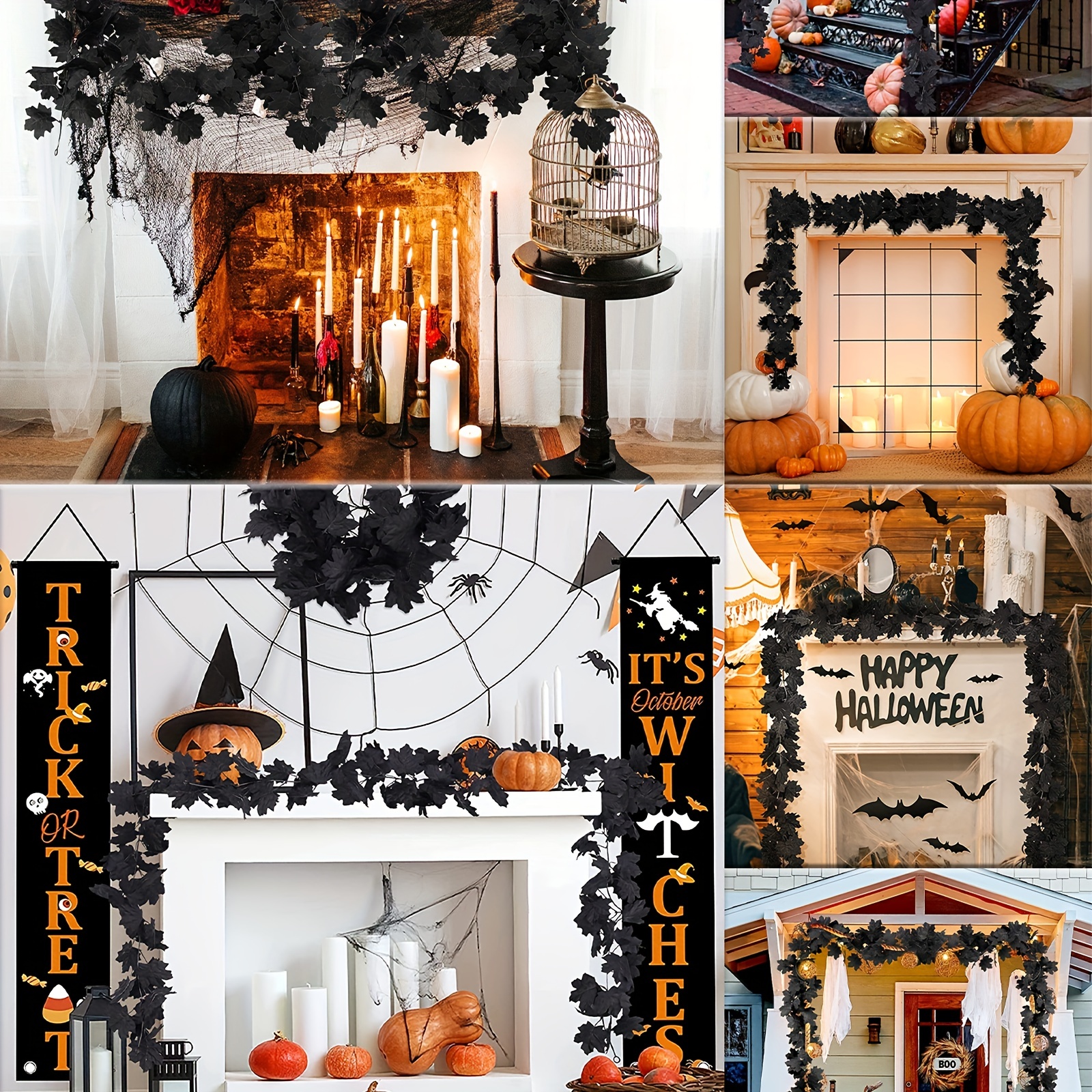 Fall Decor Black Garland Black Decorations Halloween Garland - Temu