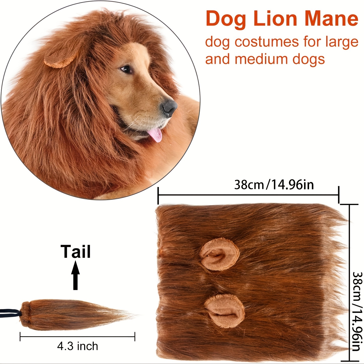 Pet Clothes Christmas Dog Costumes Lion Mane Wig for Large Dogs