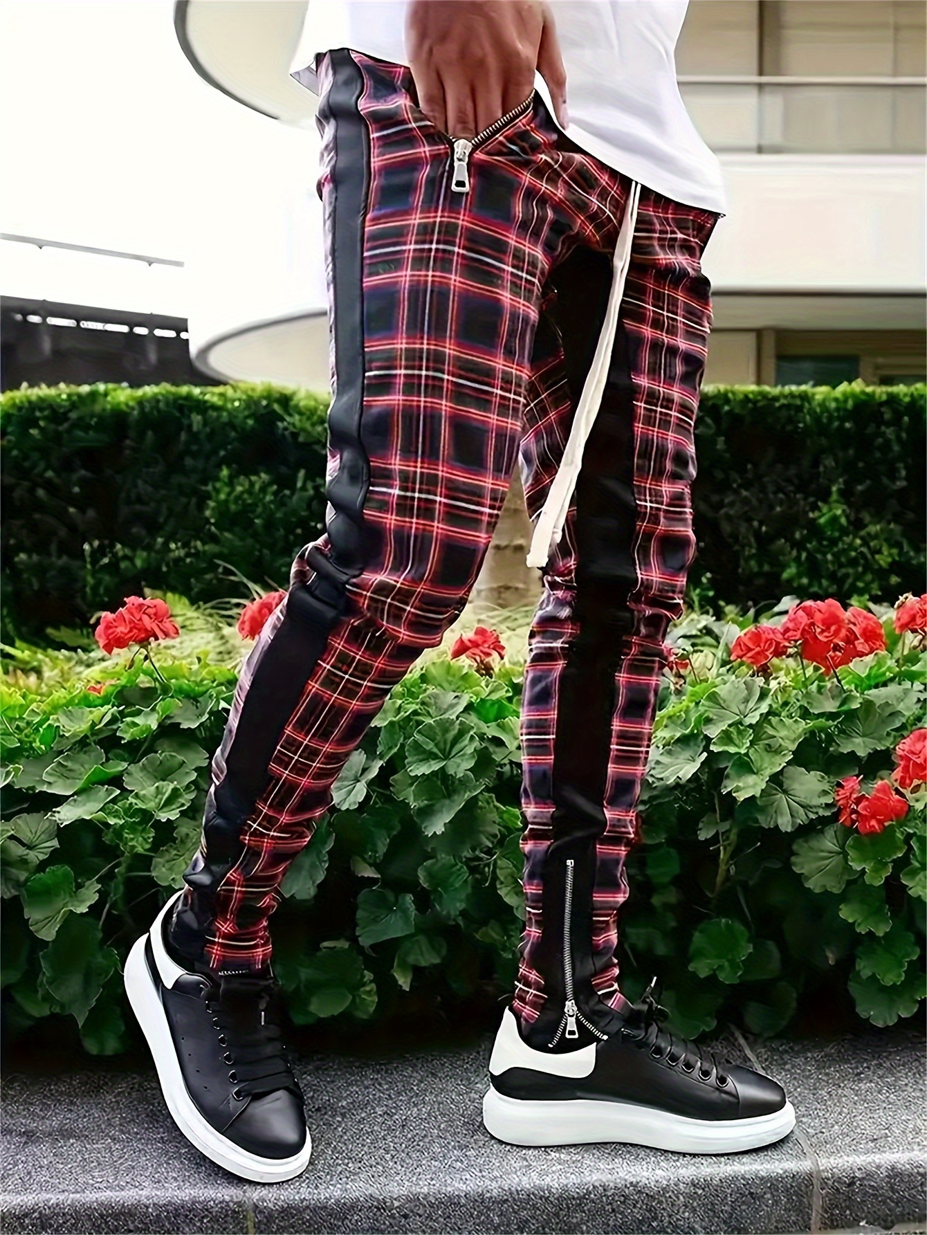 Checkered joggers mens sale