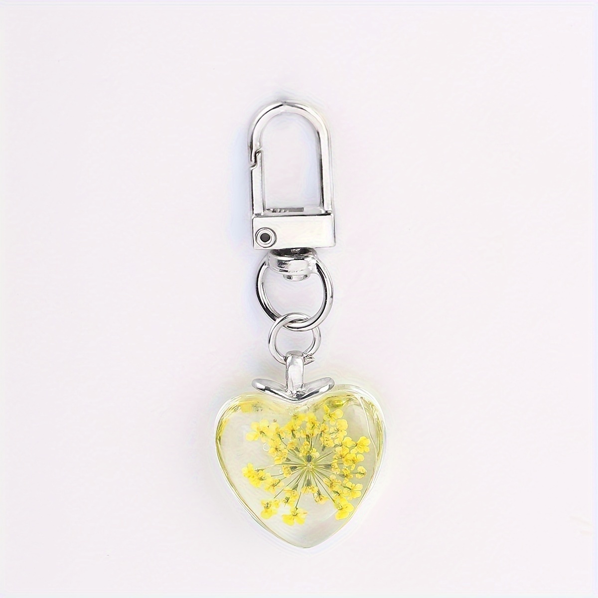 Valentine's Day Flower Heart Shape Resin Keychain - Temu