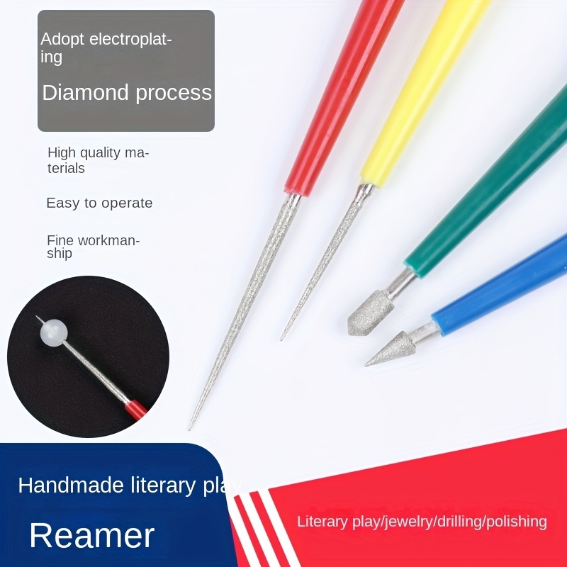 4pcs Diamond Tipped Bead Reamer, 4 Pcs Beading Hole Enlarger Tool For DIY  Jewelry Making