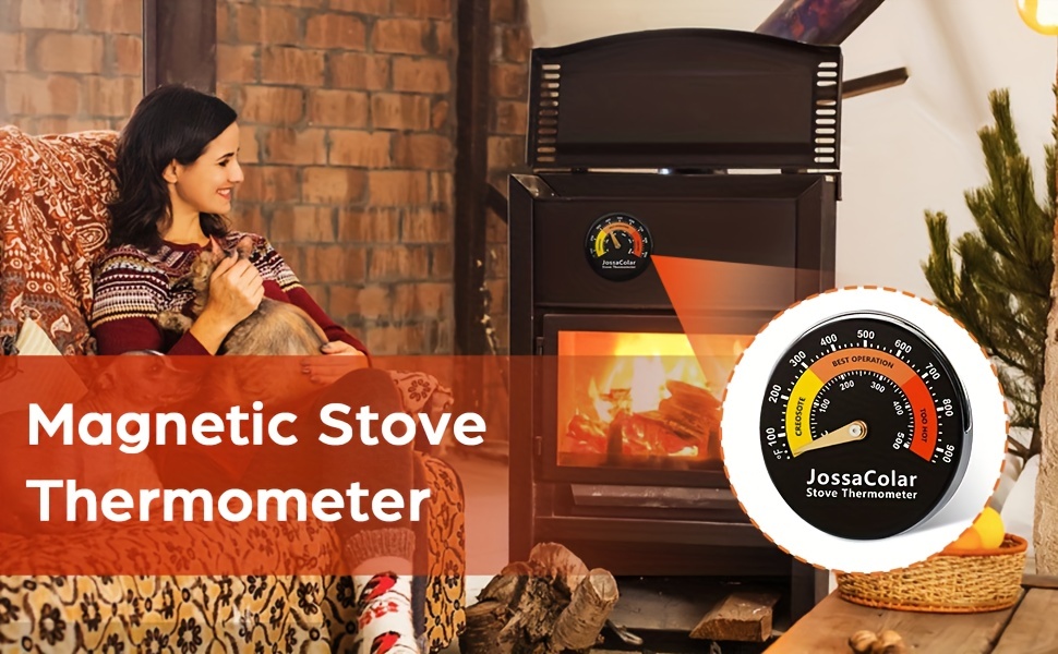 JossaColar Wood Stove Thermometer Magnetic Stove Pipe Thermometers Stove  Temperature Gauge Fireplace Thermometer Flue Thermometer for Avoiding Stove
