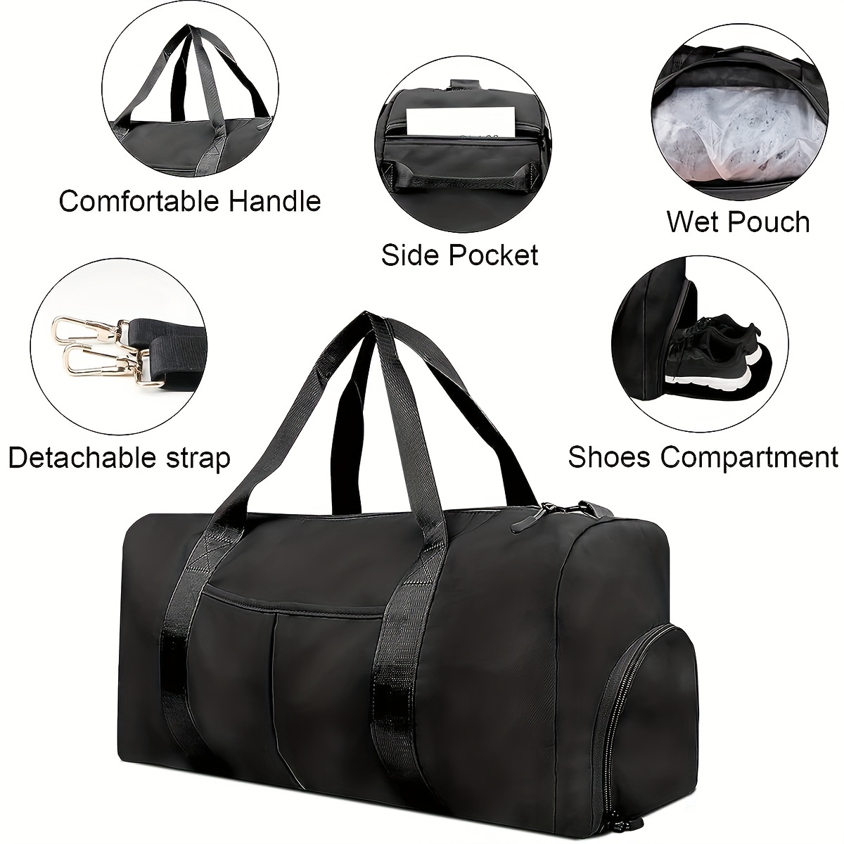 Weekender Overnight Bag Oversized Travel Duffel for Men and Women Carry On  Tote Shoe Compartment