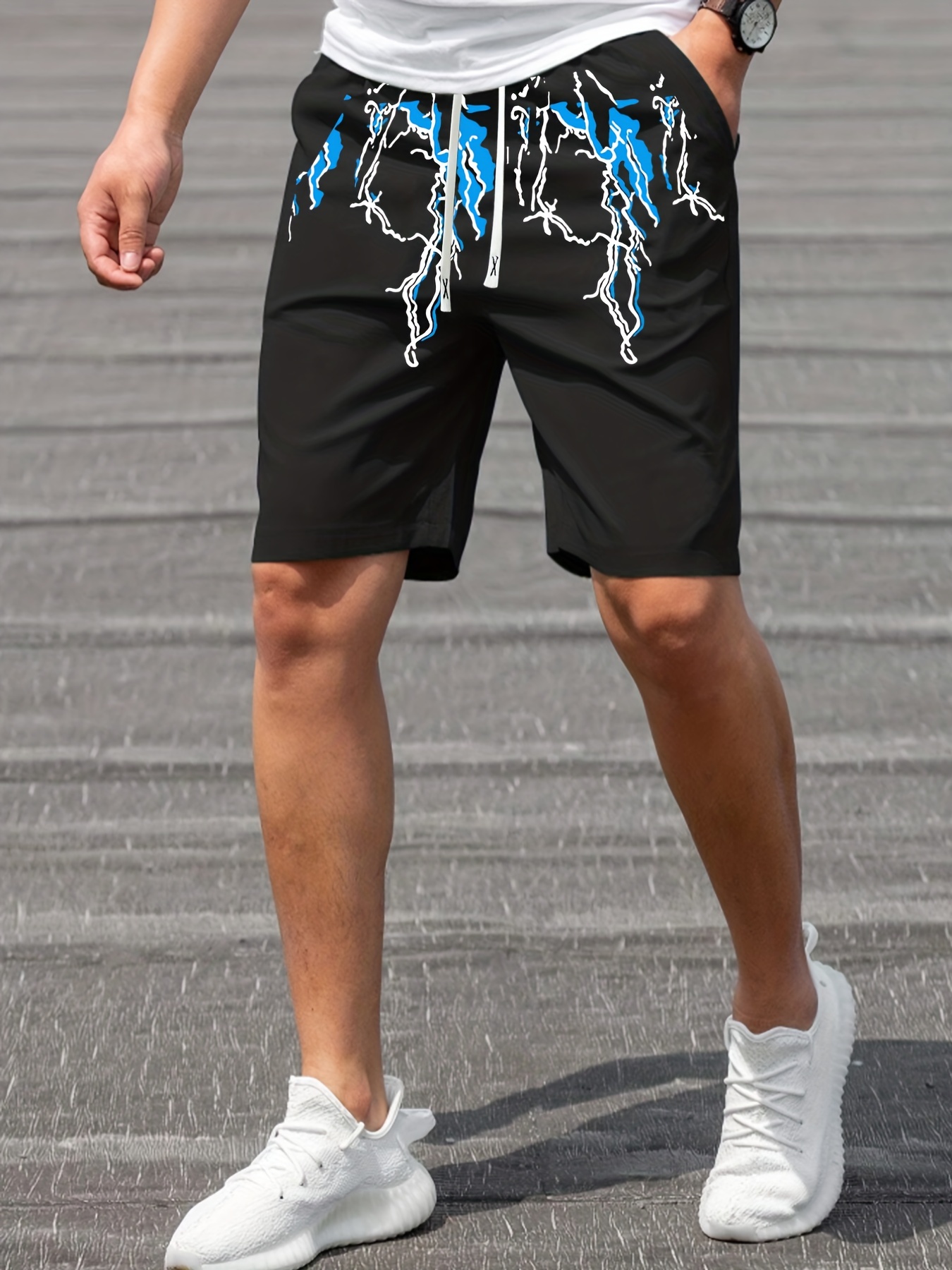 Men's Plus Size Streetwear Shorts, Huge Letter Print Drawstring Stretchy Short  Pants For Comfort & Casual Chic Style, Summer Clothings Men's Fashion  Outfits - Temu