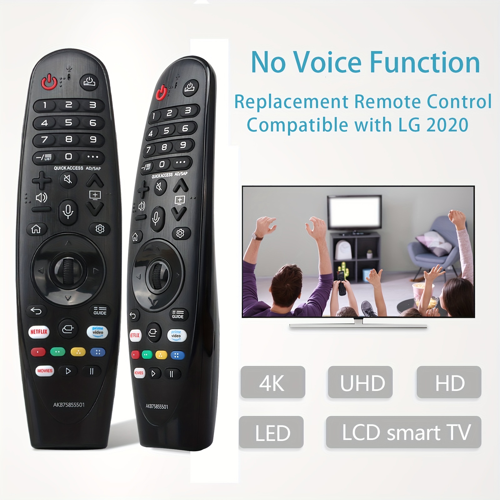  Mando a distancia de repuesto (sin función de voz) con  controles de TV : Electrónica