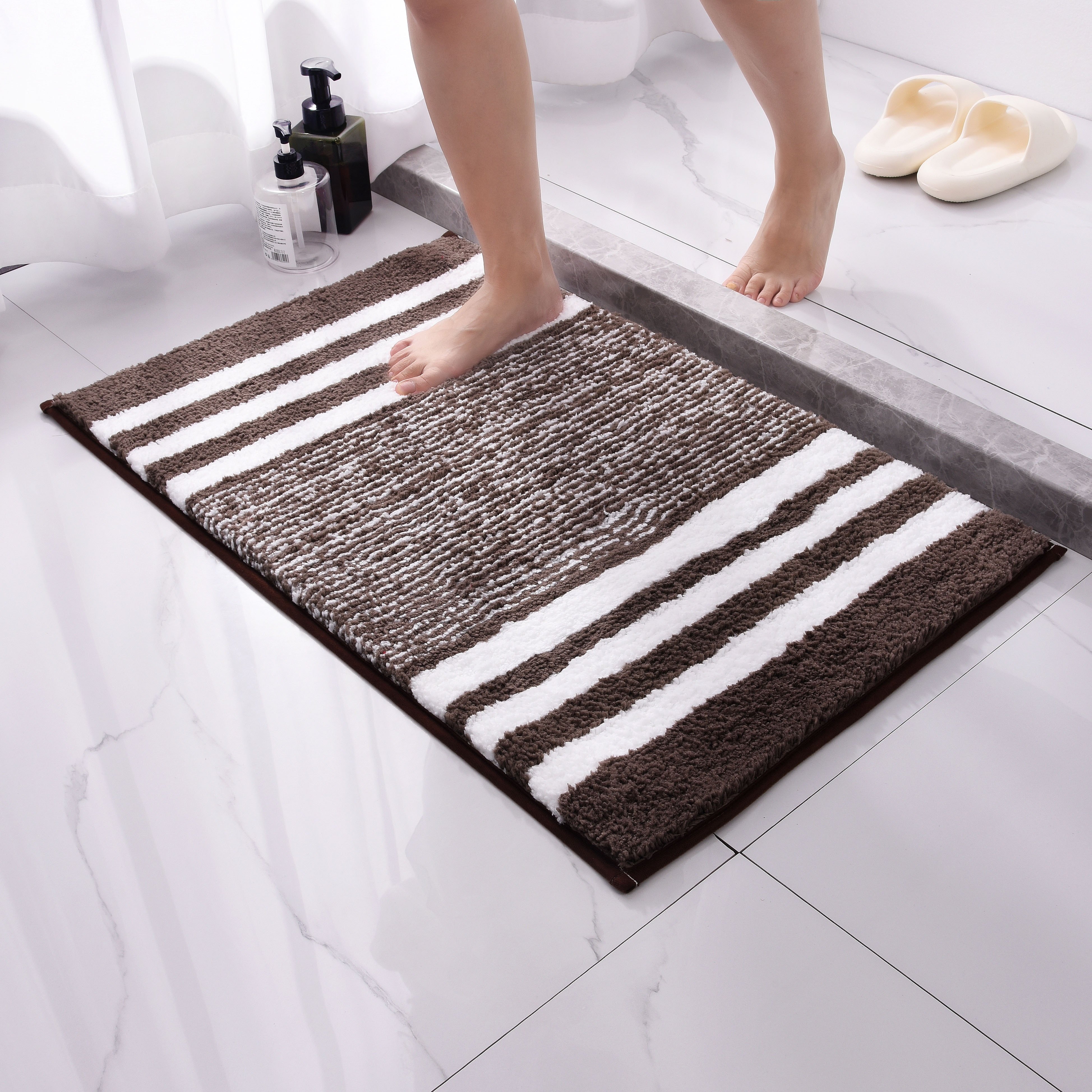 Bath Mat, Super Soft Plush Shower Mat Anti-slip, Super Absorbent