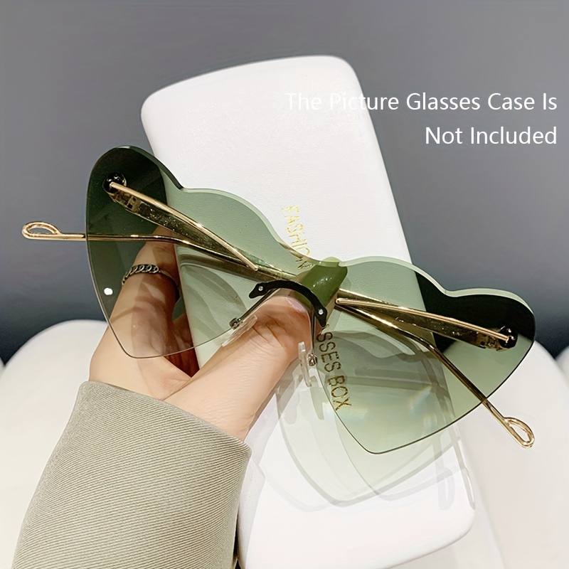 Heart Shaped One piece Sunglasses Women Men Ombre Rimless - Temu