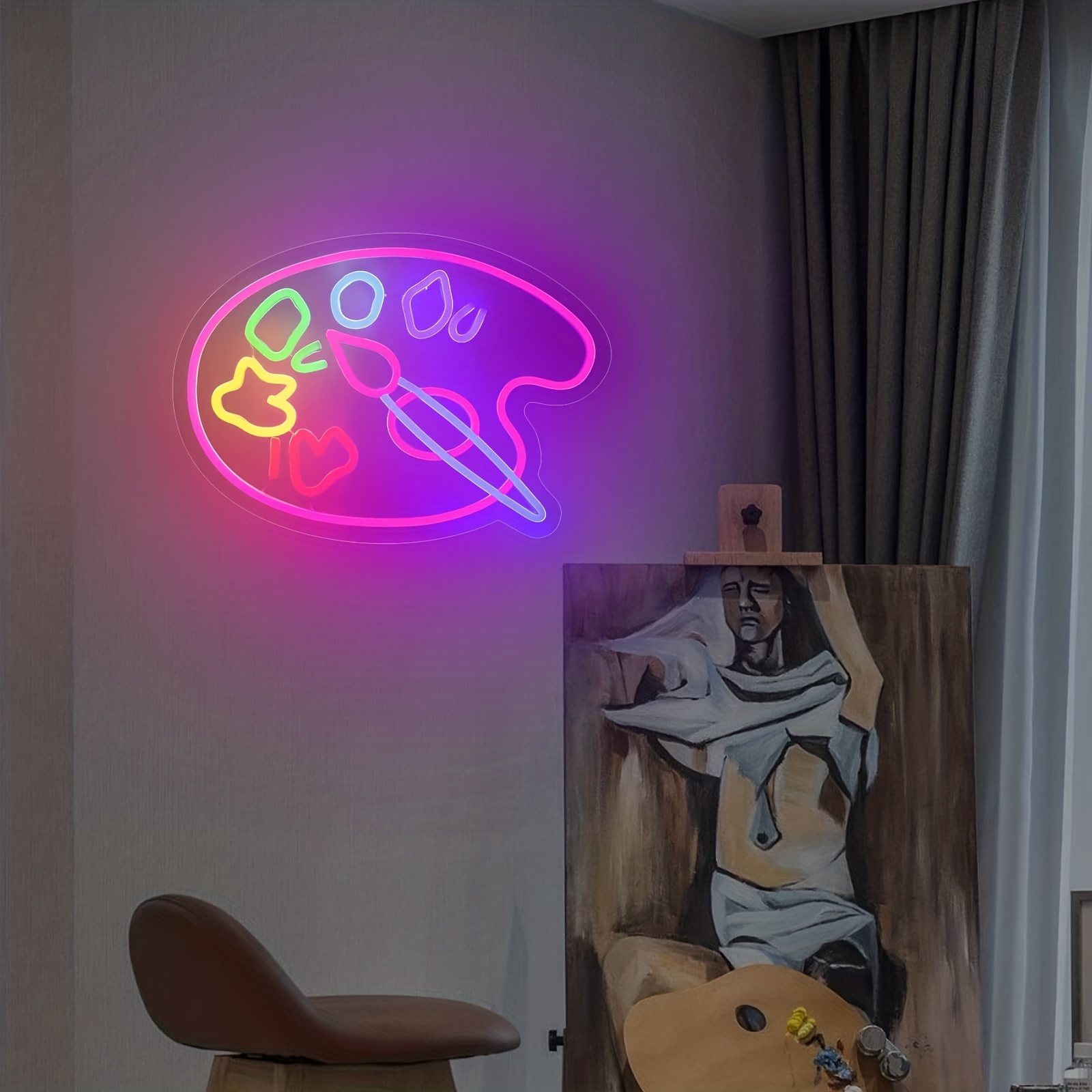 Letrero de neón de paleta - Luces de neón LED de arte 3D