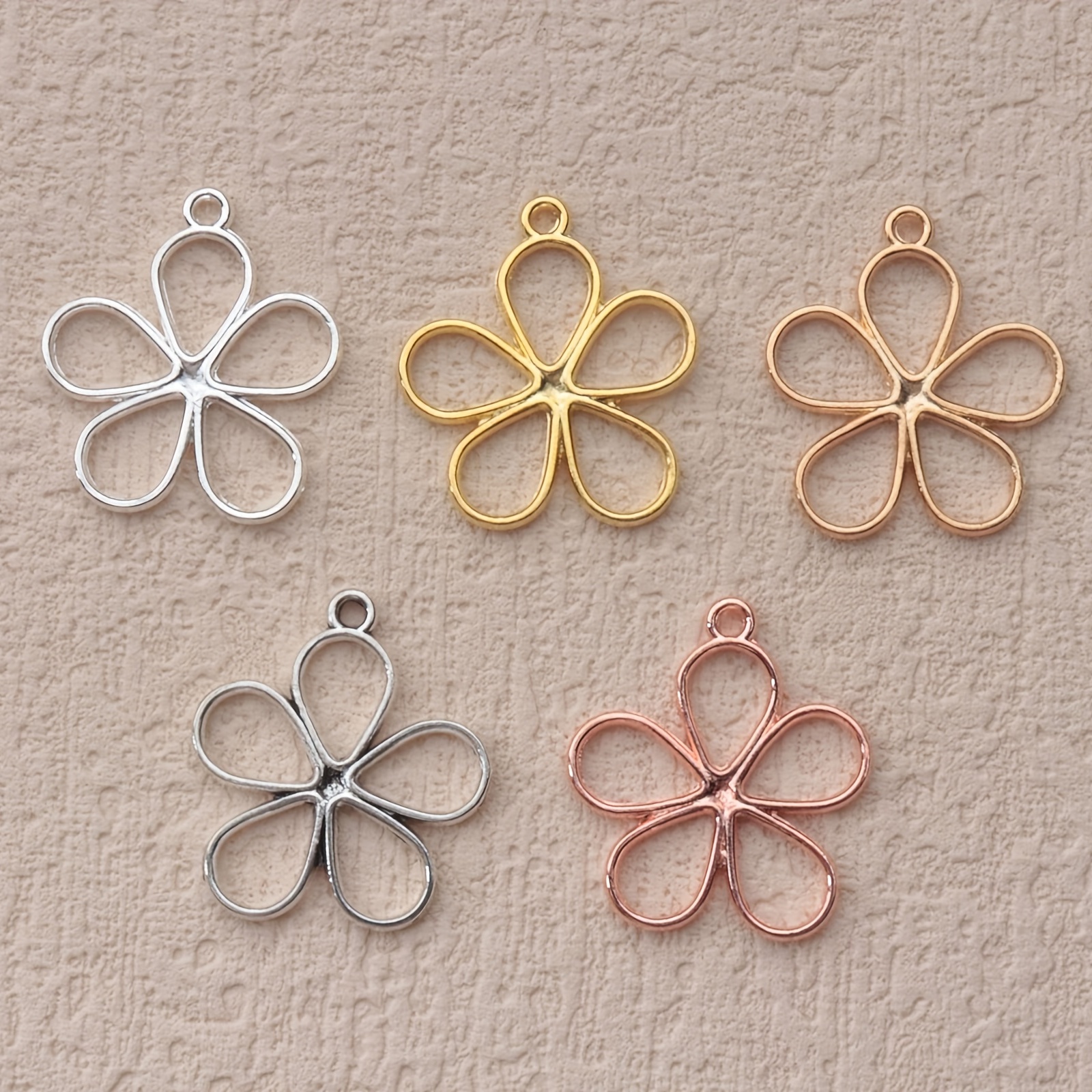 Flower Open Bezel Pendants Alloy Hollow Frame Petal Pendants - Temu