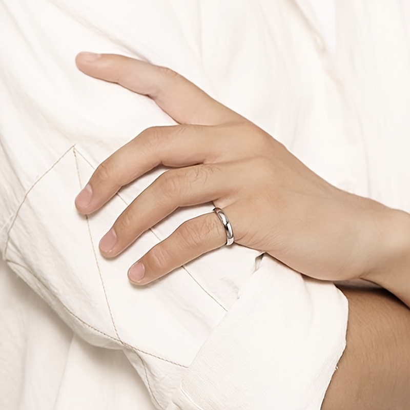 Wide Glossy Circle Ring Titanium Steel Pair Ring