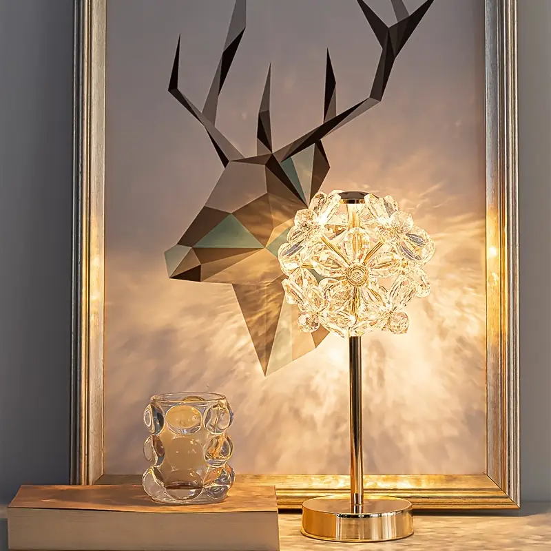 1pc bedroom bedside table lamp usb k9 crystal ball dandelion decorative lamp small mini study desk lamp living room princess room cocktail lounge lighting night lamp ambient table lamp lighting supplies details 1