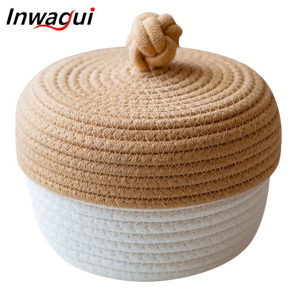 Woven Storage Baskets Cotton Rope Basket Favor Box Round - Temu