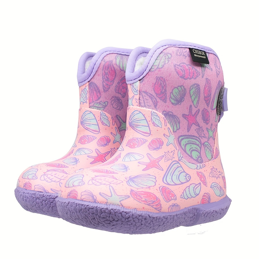 Kids Girls Boys Rain Boots, Cartoon Shell Pattern Non-slip Wear-resistant  Rubber Rain Shoes For Outdoor Working Fishing