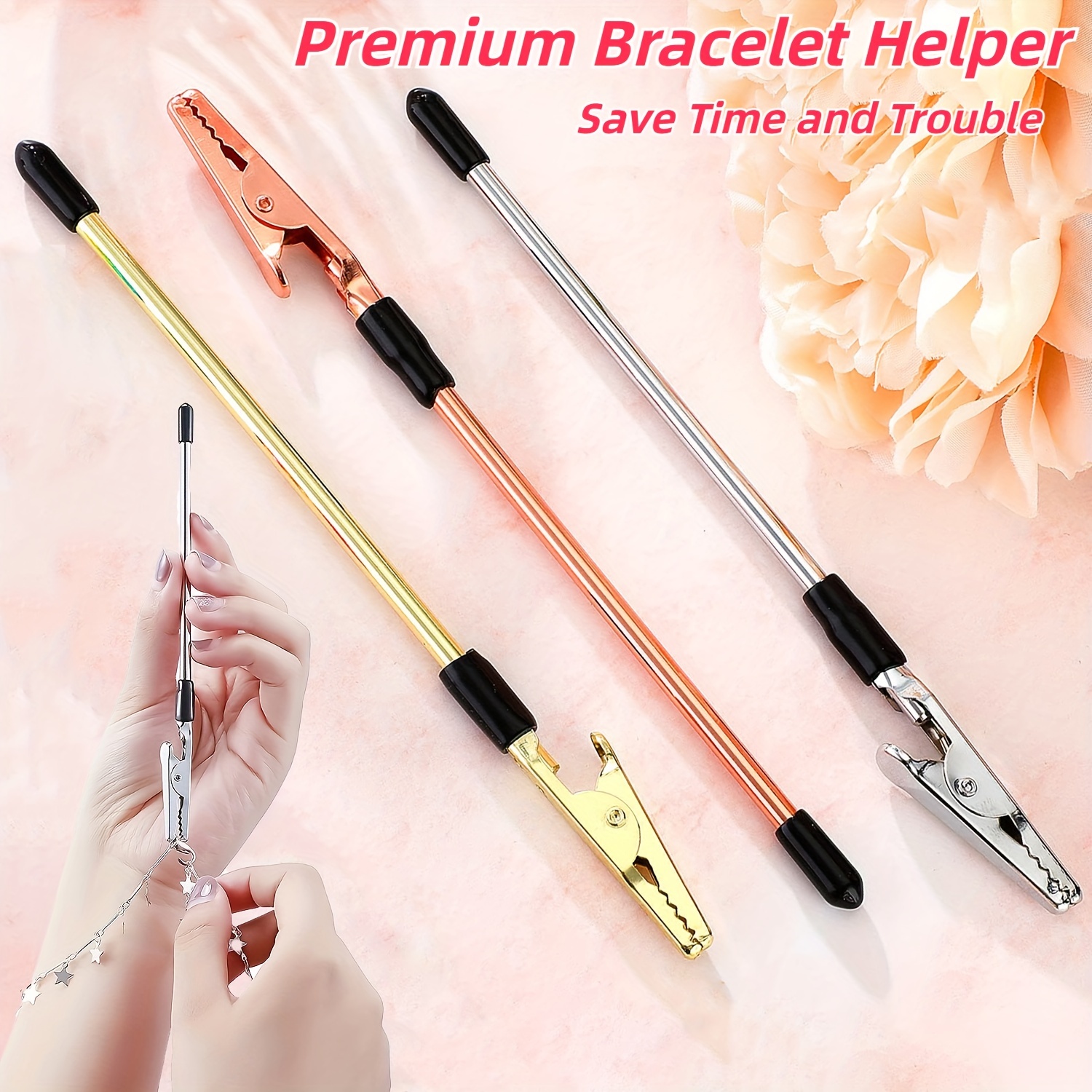 Bracelet Helper Tool - Fastener Helper Tool for Bracelet, Necklace, Jewelry,  Watch - Clasp Helper - Portable, Easy-to-Use, Made of Metal Gold