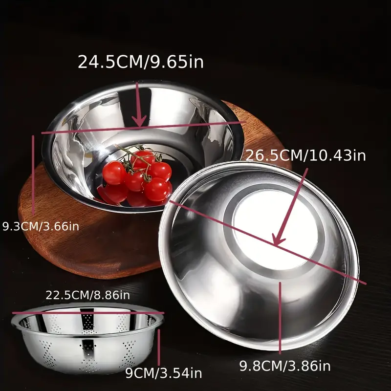 3/5pcs, Mixing Bowls, Stainless Steel Salad Mixing Bowls Set, For Food  Storage, Meal Prep, Salad And More, Kitchen Gadgets, Kitchen Accessories
