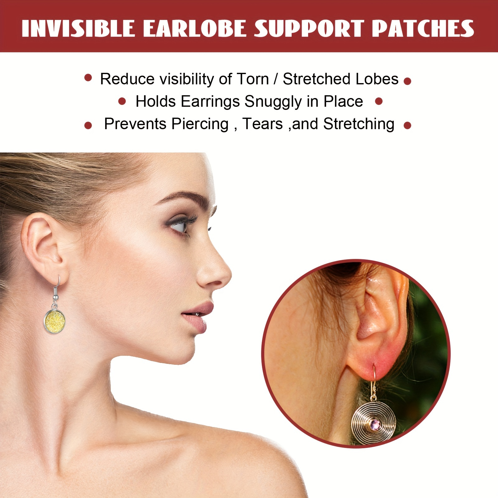50pcs Ear Lobe Support Patches Invisible Ear Patches Large Earring