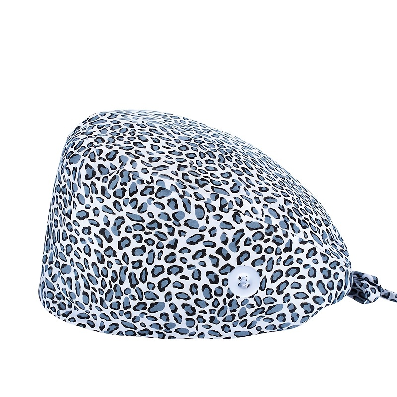 Floral Leopard Print Work Cap Vintage Cartoon Scrub Cap