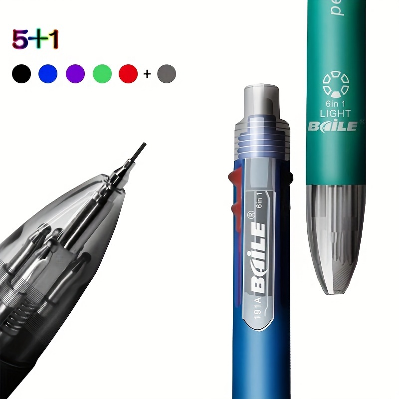 Bolígrafo MultiColor de moda 6 en 1, bolígrafo creativo, bolígrafo  retráctil colorido, bolígrafo multifunción para Escritura, papelería
