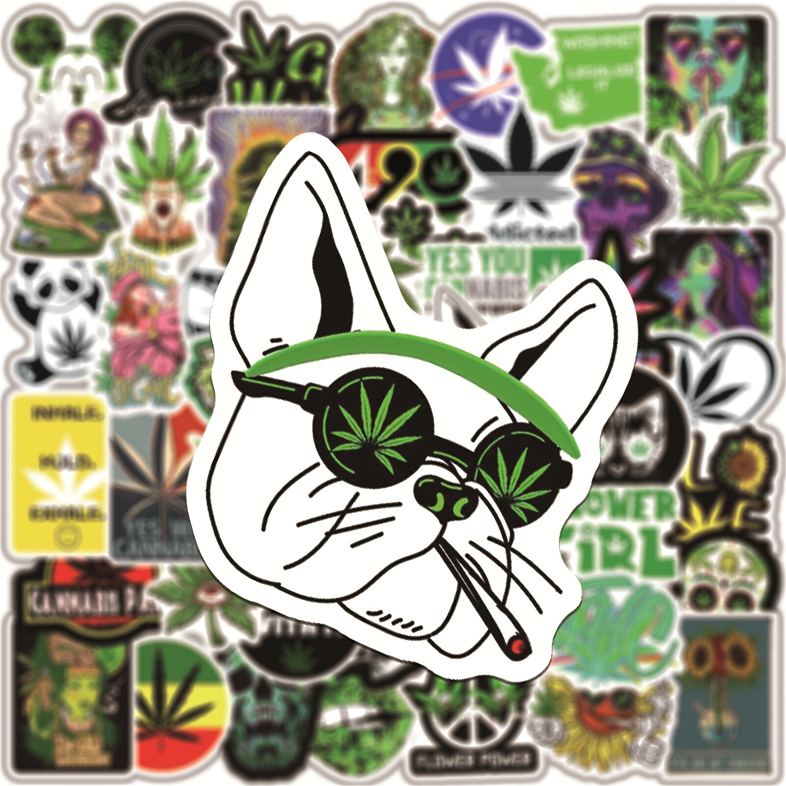 Weed Stickers, 100 Waterproof Stoner Vinyl Stickers for Adults